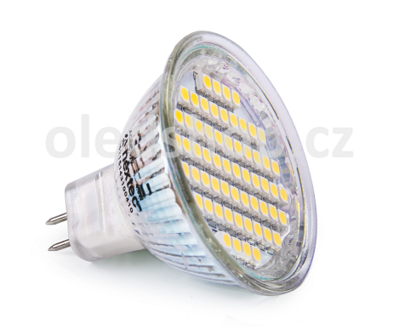 LED žiarovka NEXTEC MR16 SMD 60x3528 3,5W 260lm 12VDC, teplá/studená biela