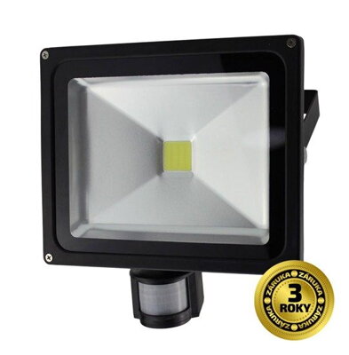 Solight LED vonkajší reflektor, 30W, 2100lm, AC 230V, čierna, so senzorom