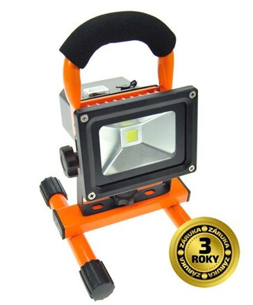 Solight LED reflektor 10W, prenosný, nabíjací, 700lm, oranžovo-čierny