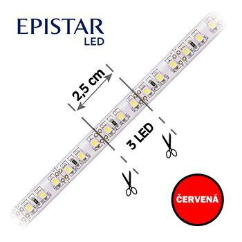  LED pás 120LED/m, 3528, IP20, červená, 12V, š.8, 5m