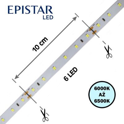 LED pás 60LED/m, 2835, IP65, 6000 - 6500 K, biela, 24V, metráž