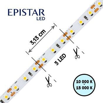 LED pás 96LED/m, 3528, IP65, 10000 - 15000 K, biela, 12V, 20m