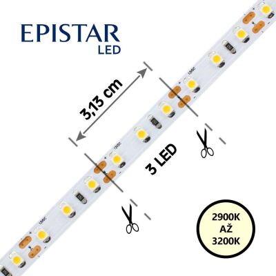 LED pás 96LED/m, 3528, IP65, 2800 - 2900 K, biela, 12V, metráž