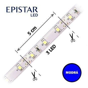 LED pás 60LED/m, 3528, IP20, modrá, 12V, 30m