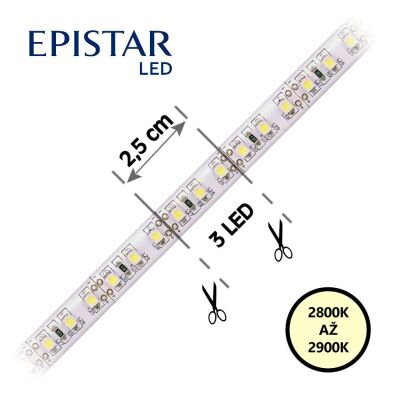 LED pás 120LED/m, 3528, IP20, 2800 - 2900 K, biela, 12V, 20m, 8mm, metráž