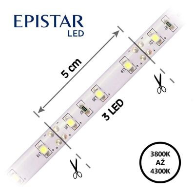 LED pás 60LED/m, 3528, IP65, 4000 - 4300 K, biela, 12V, 30m