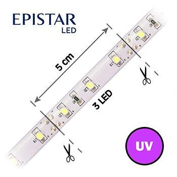 LED pás s UV čipy 60LED/m, 3528, IP20, 12V, metráž