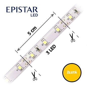 LED pás 60LED/m, 3528, IP20, žlutá, 12V, 5m