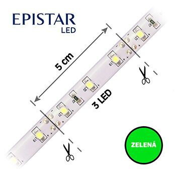 LED pás 60LED/m, 3528, IP20, zelená, 12V, 30m