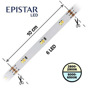 LED pás 60LED/m, 2835, IP20, 2800 - 2900 K / 6000 - 6500 K, biela, 12V, 5m