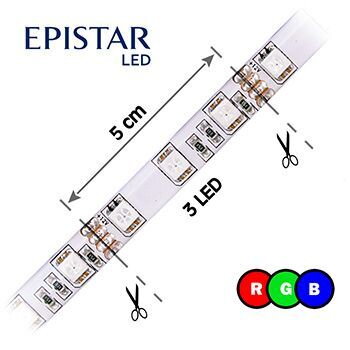 LED pás 60LED/m, 5050, IP65, RGB, 12V, 5m