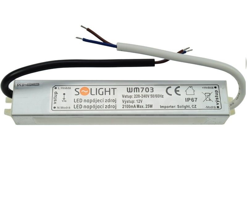 Solight LED napájací zdroj, 230V - 12V, 2.1A, 25W, IP67