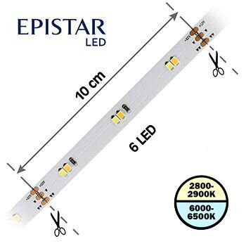 LED pás 60LED/m, 2835, IP20, 2800 - 2900 K / 6000 - 6500 K, biela, 12V, 5m, metráž